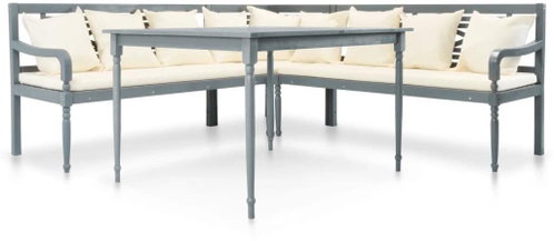 4-piece garden sofa solid acacia gray-white 43698 43698 - Garden Furniture - Main image