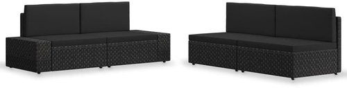 4-piece garden sofa polyrattan black 3054581 3054581 - Garden Furniture - Main image
