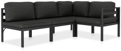 4-piece garden sofa with cushions aluminum anthracite 49231 49231 - Garden Furniture - Main image