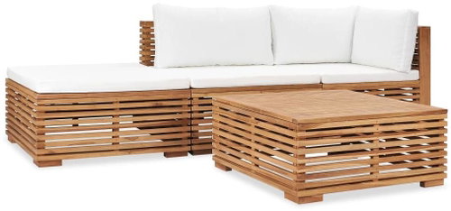 4-piece Garden Sofa with Solid Teak Cushions 3054656 3054656 - Garden Furniture - Main image
