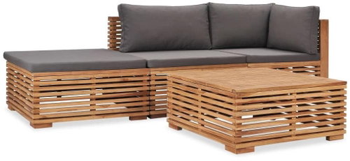 4-piece Garden Sofa with Cushions Solid Teak 3054659 3054659 - Garden Furniture - Main image