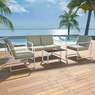 4-piece garden sofa with cushions steel white 42863 42863 - Garden Furniture
