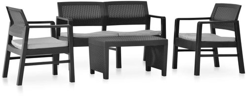 4-piece garden sofa with cushions plastic anthracite 3052965 3052965 - Garden Furniture - Main image