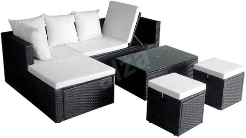 4-piece garden sofa with cushions polyratt black 42586 42586 - Garden Furniture - Main image