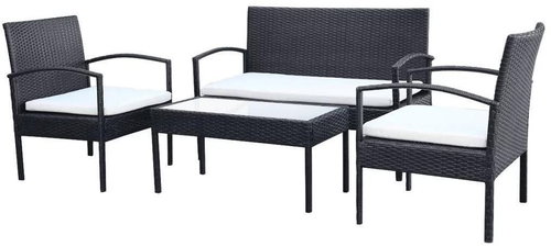 4-piece garden sofa with cushions polyratt black 42673 42673 - Garden Furniture - Main image