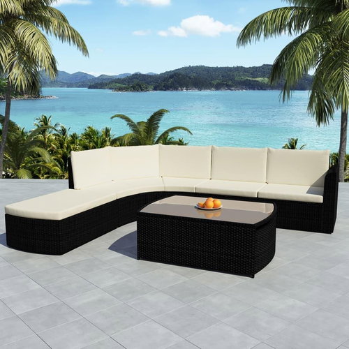 4-piece garden sofa with cushions polyratan black 42850 42850 - Garden Furniture - Main image