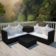 4-piece garden sofa with cushions polyratt black 42893 42893 - Garden Furniture