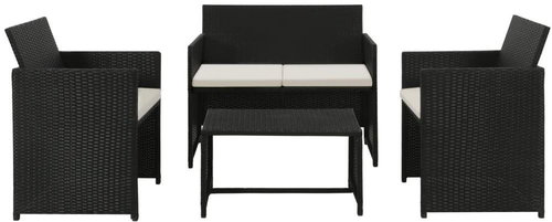 4-piece garden sofa with cushions polyratt black 43907 43907 - Garden Furniture - Main image