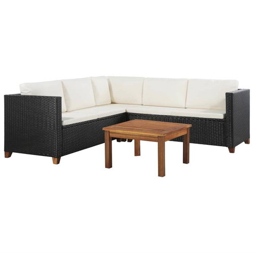 4-piece garden sofa with cushions polyratt black 44107 44107 - Garden Furniture - Main image