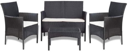 4-piece garden sofa with cushions polyratan black 44186 44186 - Garden Furniture - Main image