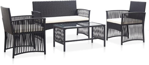 4-piece garden sofa with cushions polyratt black 46434 46434 - Garden Furniture - Main image