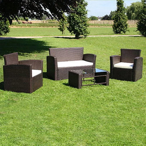 4-piece garden sofa with cushions polyratt brown 40473 40473 - Garden Furniture - Main image
