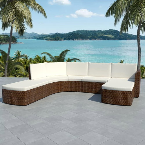 4-piece garden sofa with cushions polyrattan brown 41886 41886 - Garden Furniture - Main image