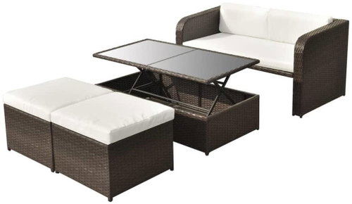 4-piece garden sofa with cushions polyratt brown 42480 42480 - Garden Furniture - Main image