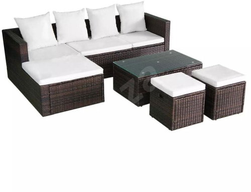 4-piece garden sofa with cushions polyratt brown 42585 42585 - Garden Furniture - Main image