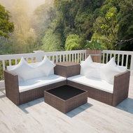 4-piece garden sofa with cushions polyratt brown 42892 42892 - Garden Furniture