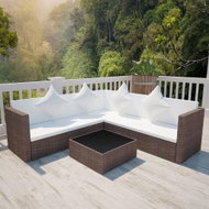 4-piece garden sofa with cushions polyratt brown 42894 42894 - Garden Furniture