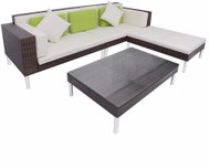 4-piece garden sofa with cushions polyratt brown 42943 42943 - Garden Furniture