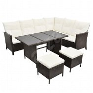 4-piece garden sofa with cushions polyratt brown 43095 43095 - Garden Furniture