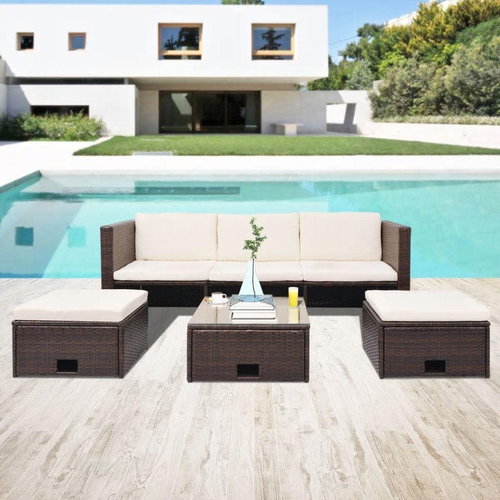 4-piece garden sofa with cushions polyrattan brown 43103 43103 - Garden Furniture - Main image