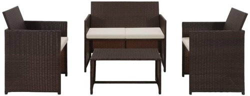4-piece garden sofa with cushions polyrattan brown 43908 43908 - Garden Furniture - Main image
