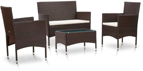 4-piece garden sofa with cushions polyratt brown 45811 45811 - Garden Furniture - Main image