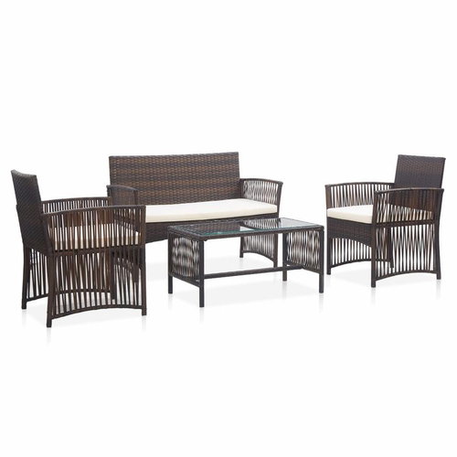 4-piece garden sofa with cushions polyratt brown 46435 46435 - Garden Furniture - Main image