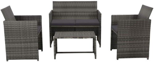 4-piece garden sofa with cushions polyrattan gray 43909 43909 - Garden Furniture - Main image