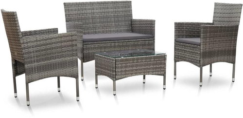 4-piece garden sofa with cushions polyrattan gray 45812 45812 - Garden Furniture - Main image