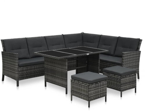 4-piece garden sofa with cushions polyrattan gray 48143 48143 - Garden Furniture - Main image