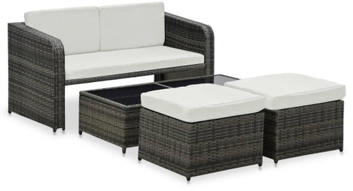 4-piece garden sofa with cushions polyratan angled 48196 48196 - Garden Furniture - Main image