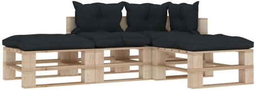 4-piece garden sofa made of pallets + anthracite cushions 3052241 3052241 - Garden Furniture - Main image
