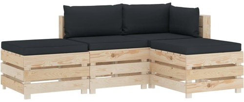 4-piece garden sofa made of pallets + anthracite cushions 3051766 3051766 - Garden Furniture - Main image