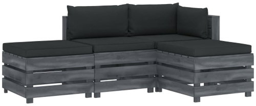 4-piece garden sofa made of pallets + anthracite cushions 3052042 3052042 - Garden Furniture - Main image