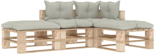 4-piece garden sofa made of pallets + beige wood cushions 3052289 3052289 - Garden Furniture - Main image