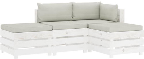 4-piece garden sofa made of pallets + beige wood cushions 3051950 3051950 - Garden Furniture - Main image