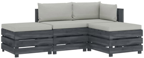4-piece garden sofa made of pallets + beige wood cushions 3052088 3052088 - Garden Furniture - Main image