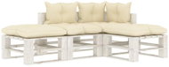 4-piece garden sofa made of pallets + cream pillows wood 3052457 3052457 - Garden Furniture