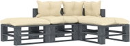 4-piece garden sofa made of pallets + cream pillows wood 3052601 3052601 - Garden Furniture