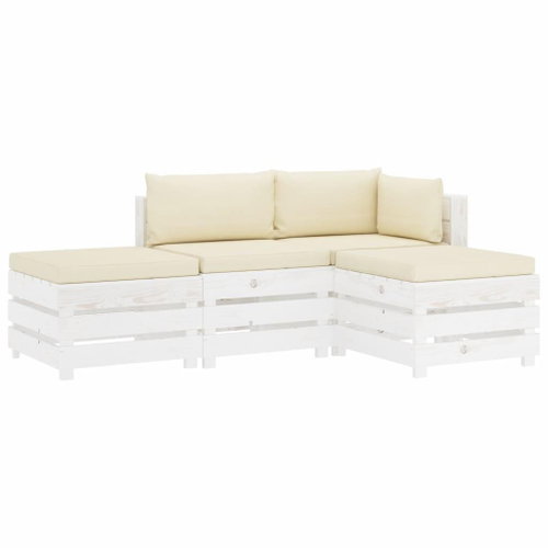 4-piece garden sofa made of pallets + cream pillows wood 3051973 3051973 - Garden Furniture - Main image