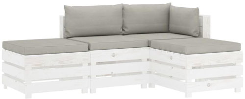 4-piece garden sofa made of pallets + taupe pillows wood 3051927 3051927 - Garden Furniture - Main image