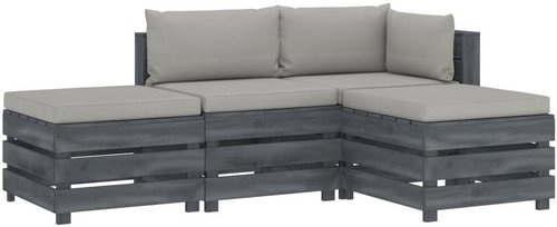 4-piece garden sofa made of pallets + taupe pillows wood 3052065 3052065 - Garden Furniture - Main image