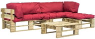 4-piece garden sofa made of pallets and red cushions wood 275310 275310 - Garden Furniture