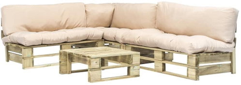4-piece garden sofa set of pallets and sand cushions wood 275302 275302 - Garden Furniture - Main image
