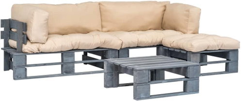 4 - piece garden sofa made of pallets and sand cushions wood 275311 275311 - Garden Furniture - Main image