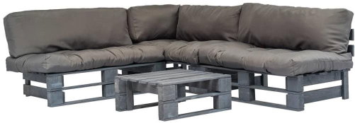 4-piece garden sofa made of pallets and gray cushions wood 275306 275306 - Garden Furniture - Main image
