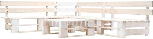 4-piece garden sofa from pallets wood white 277387 277387 - Garden Furniture - Main image