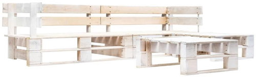 4-piece garden sofa from pallets wood white 277391 277391 - Garden Furniture - Main image