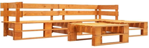 4-piece garden sofa set of pallets wood honey brown 277457 277457 - Garden Furniture - Main image