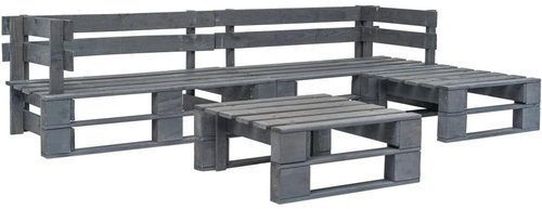 4-piece garden sofa from pallets wood gray 276316 276316 - Garden Furniture - Main image